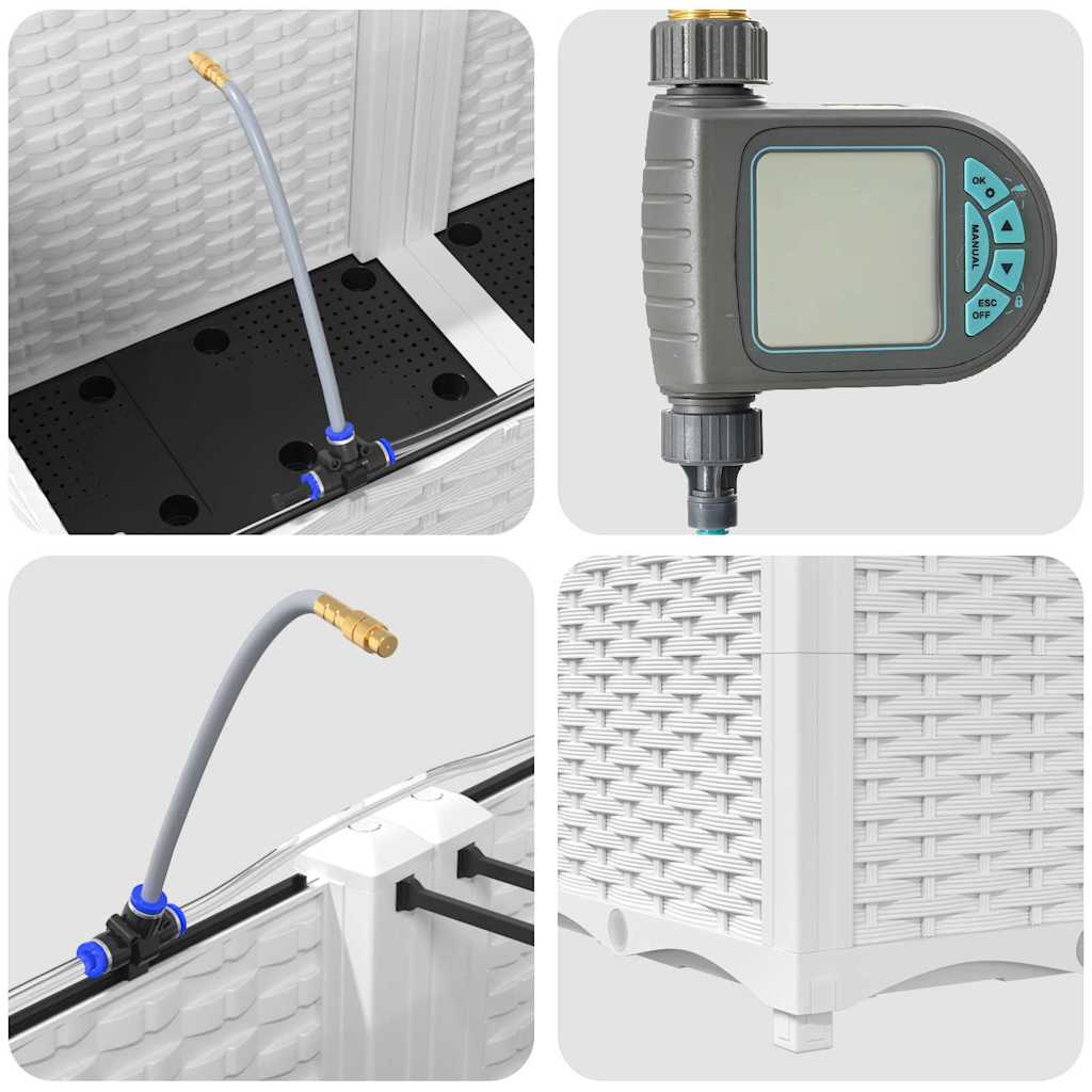 Vază pentru Grădină 2 pcs Alb Oțel