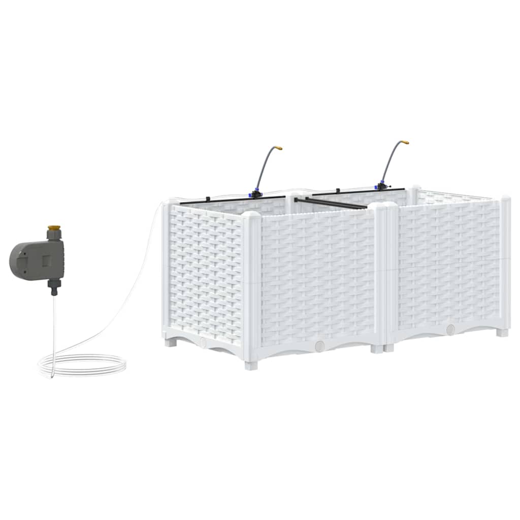 Vază pentru Grădină 2 pcs Alb Oțel