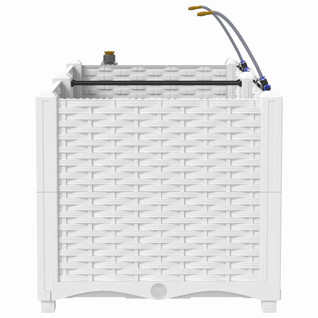 Vază pentru Grădină 2 pcs Alb Oțel