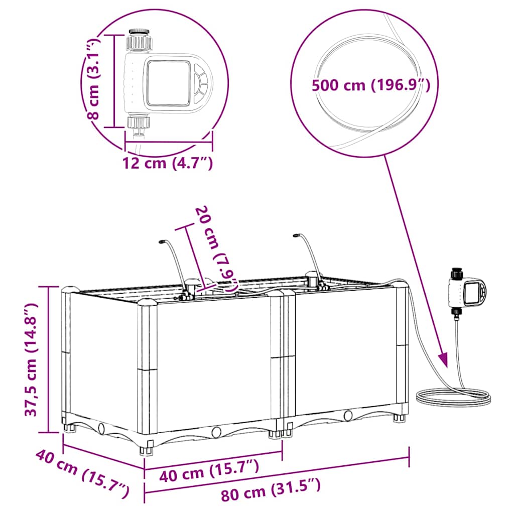 Vază pentru Grădină 2 pcs Alb Oțel