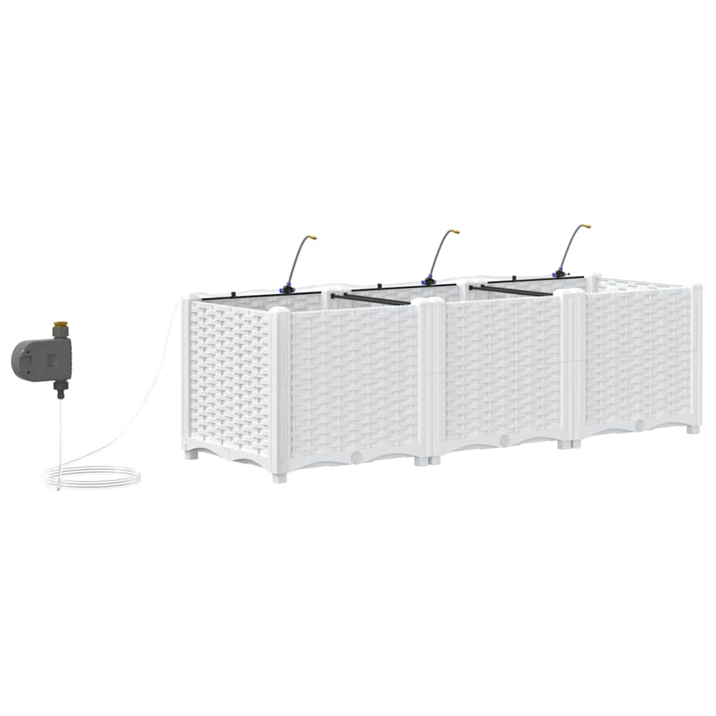 Vază pentru Grădină 3 pcs Alb Plastic