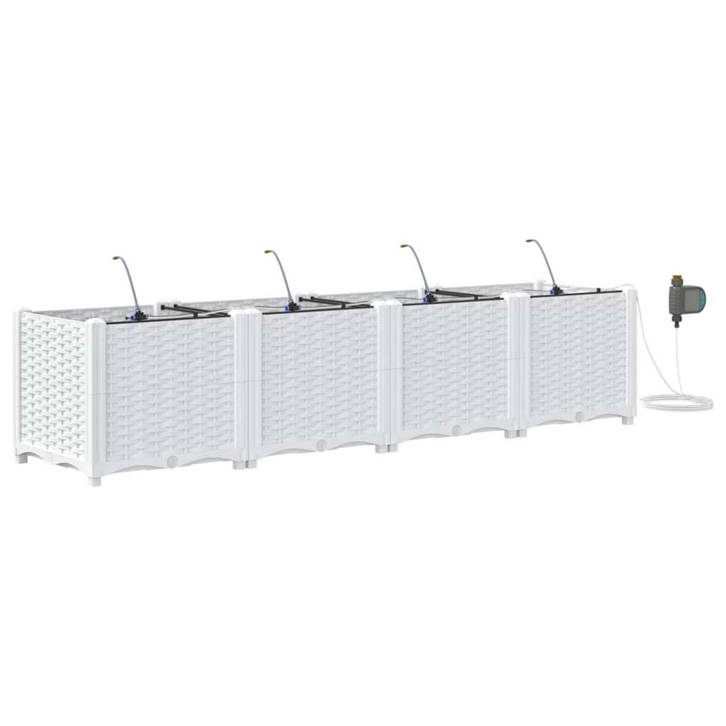 Vază pentru Grădină 4 pcs Alb Oțel