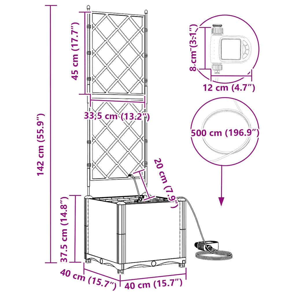 Vază pentru Grădină Alb 40 x 40 x 142 cm Oțel