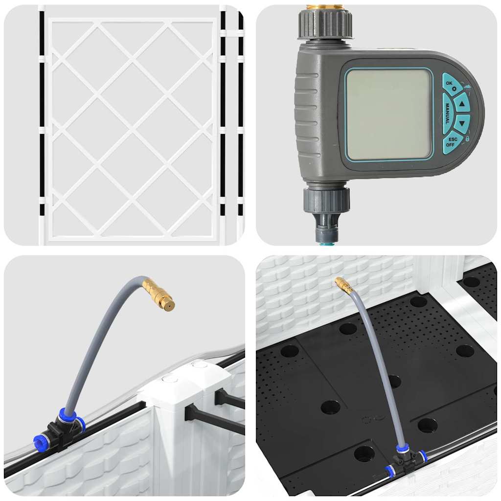 Vază pentru Grădină 2 pcs Alb Oțel