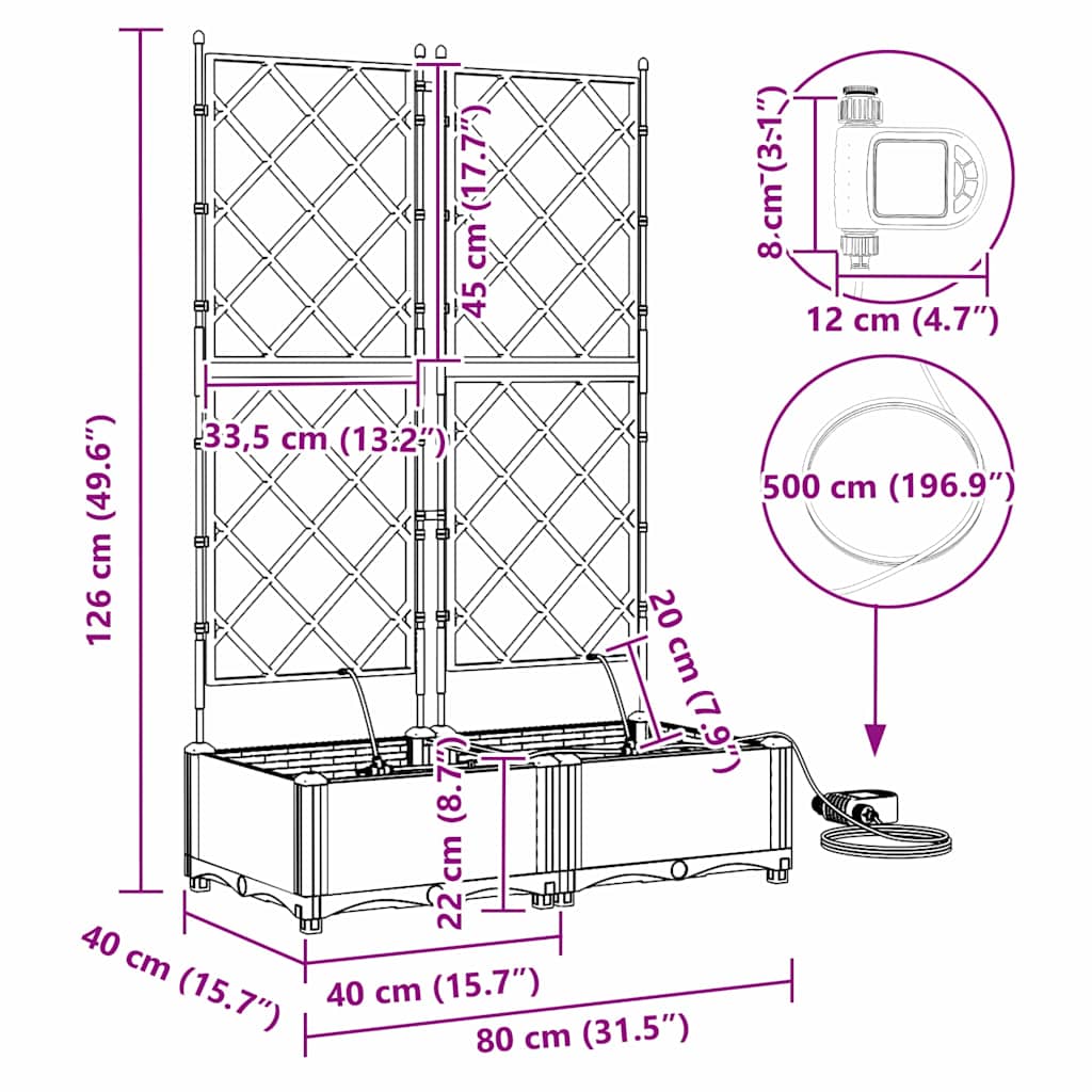 Vază pentru Grădină 2 pcs Alb Oțel