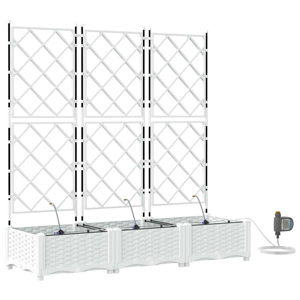 Vază pentru Grădină 3 pcs Alb Oțel