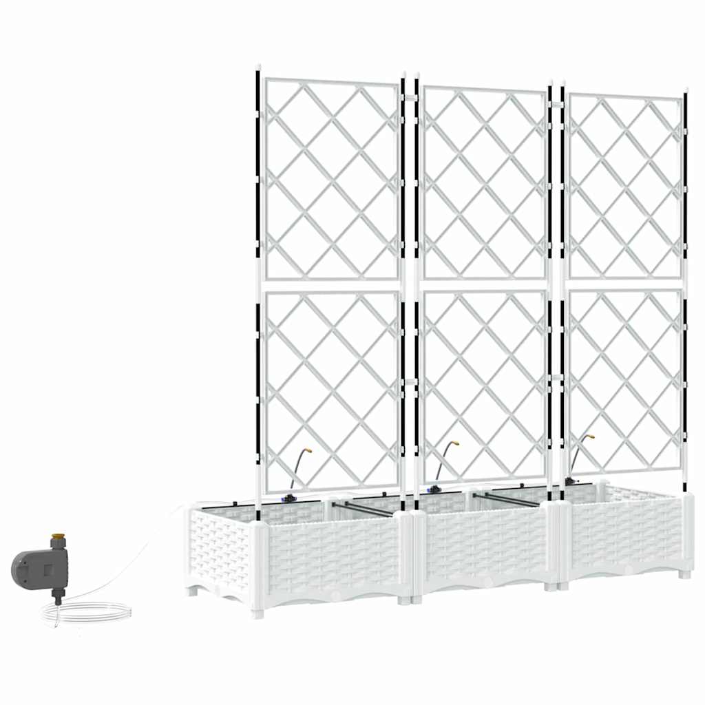 Vază pentru Grădină 3 pcs Alb Oțel