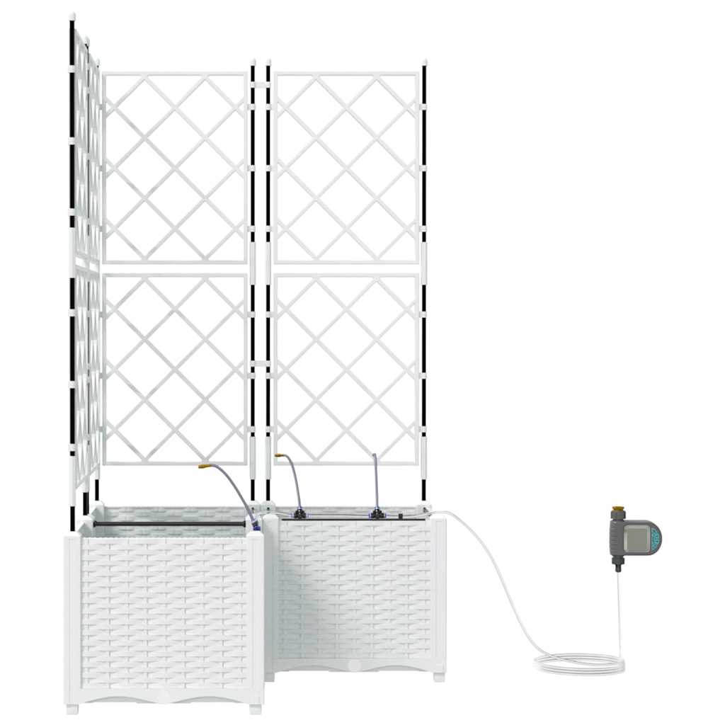 Vază pentru Grădină 3 pcs Alb Oțel