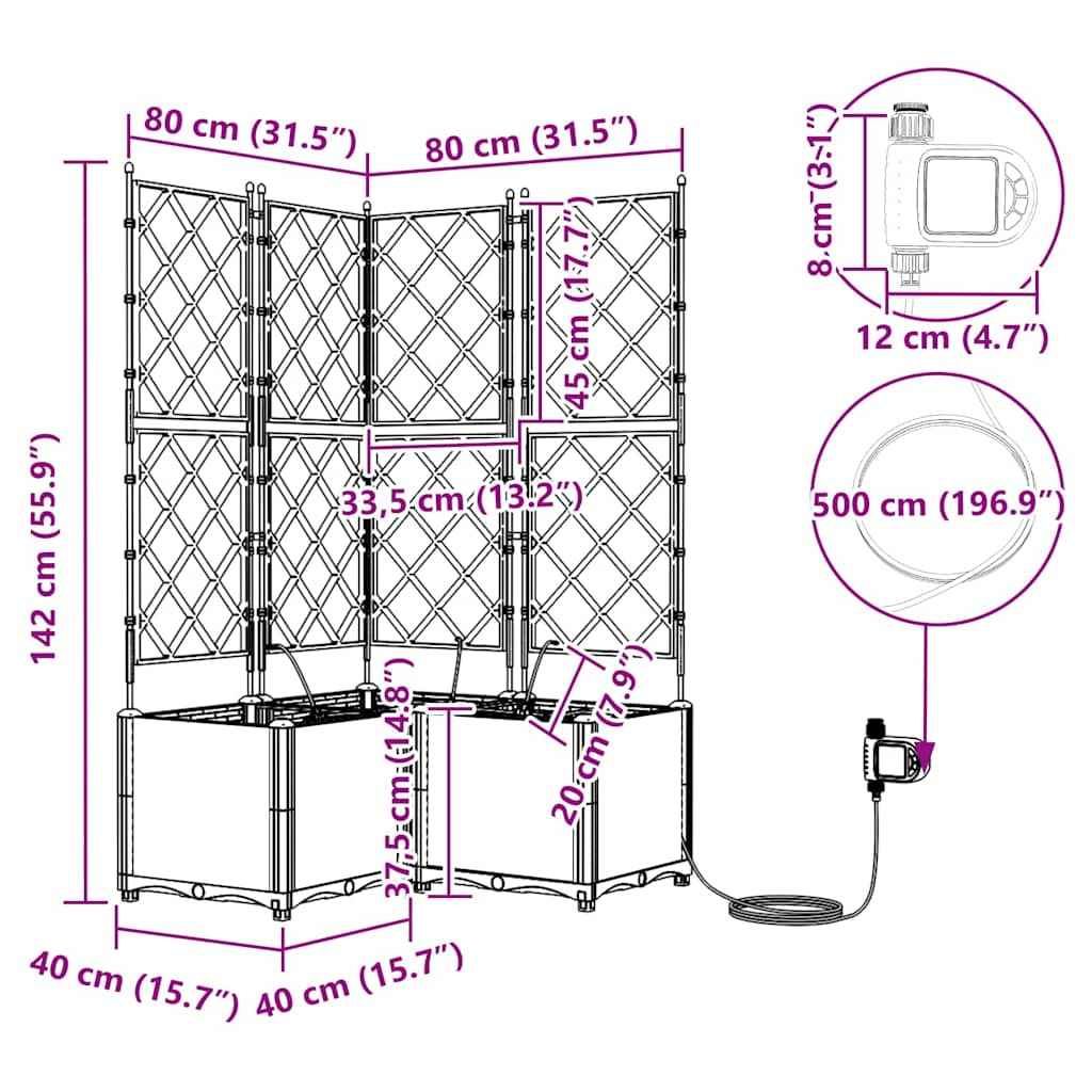 Vază pentru Grădină 3 pcs Alb Oțel