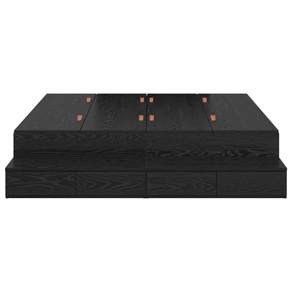 Cadru de pat cu depozitare Stejar Negru 140 cm Lemn compozit