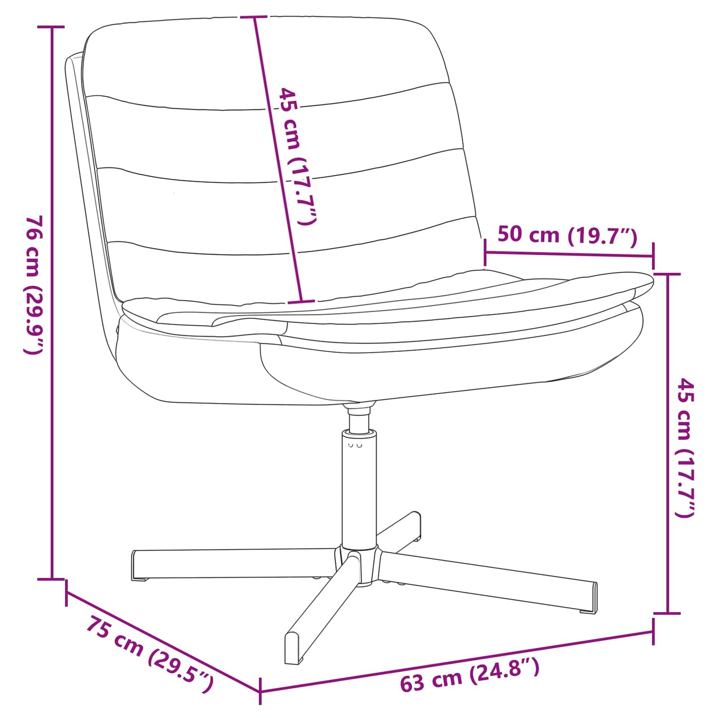 Scaun pivotant albastru 63 x 75 x 76 cm țesătură