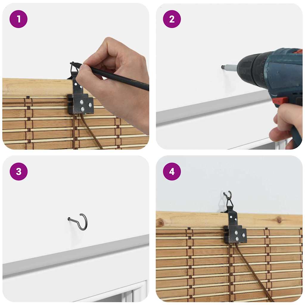 Rulou textil cu perdele Manual Natură 150 x 220 cm Bambus