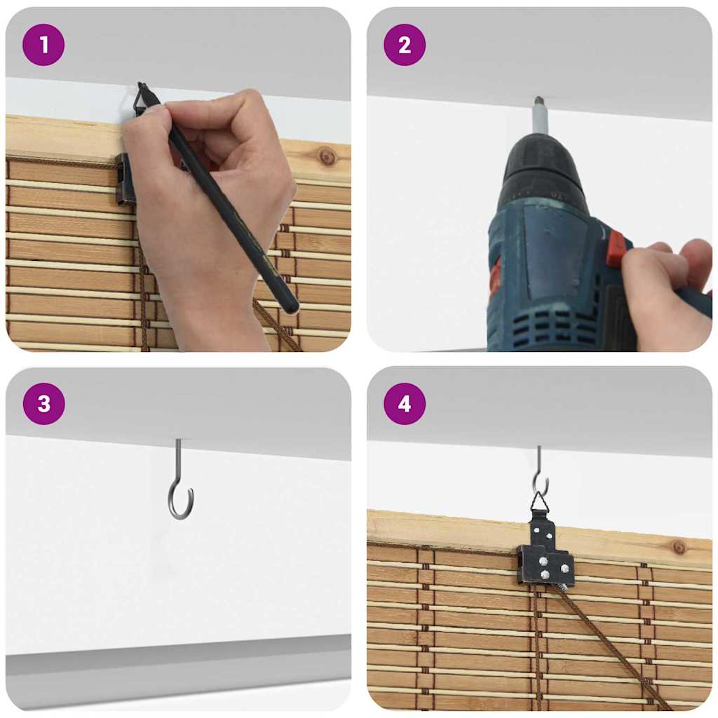 Rulou textil cu perdele Manual Natură 150 x 220 cm Bambus