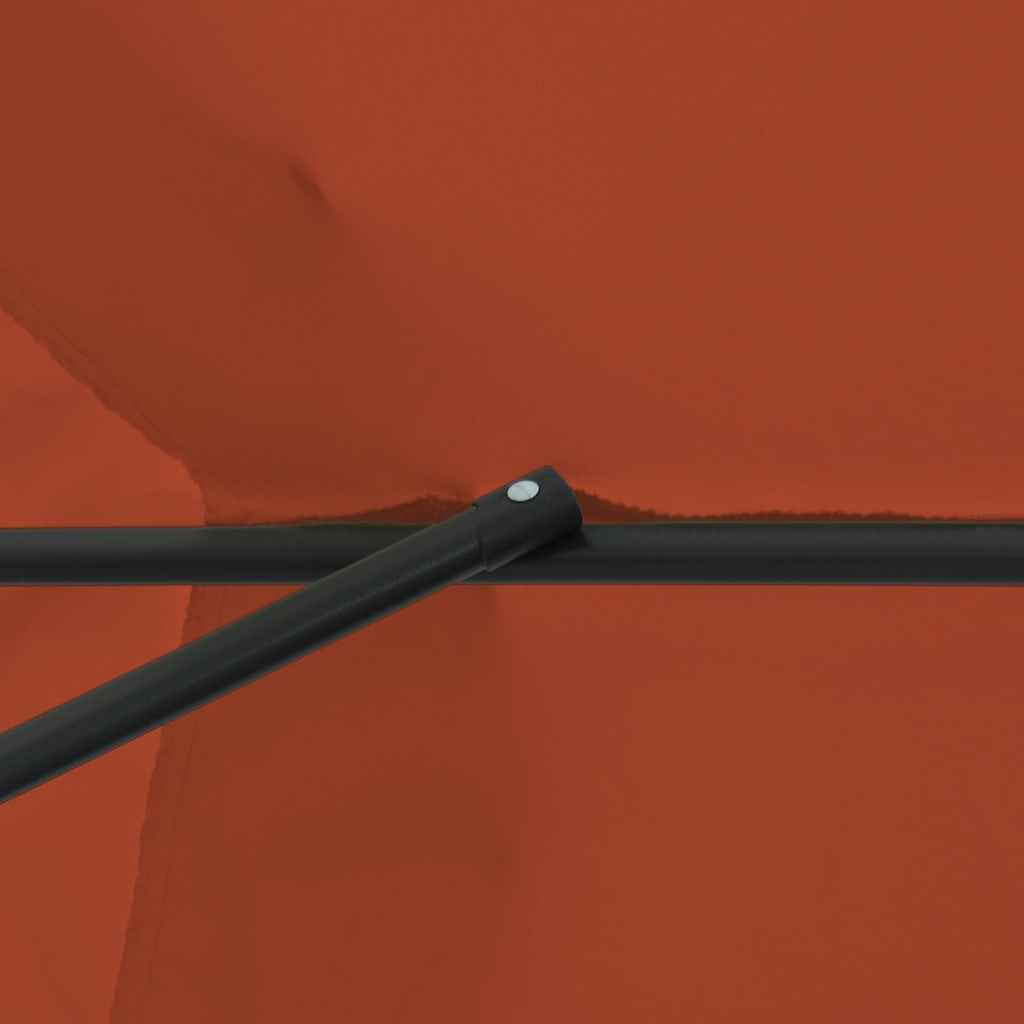 Parasol de Grădină Roșu și Negru 395 x 395 x 245 cm