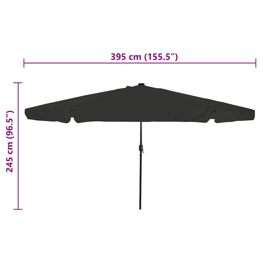 Parasol de Grădină Negru 395 x 395 x 245 cm Poliester