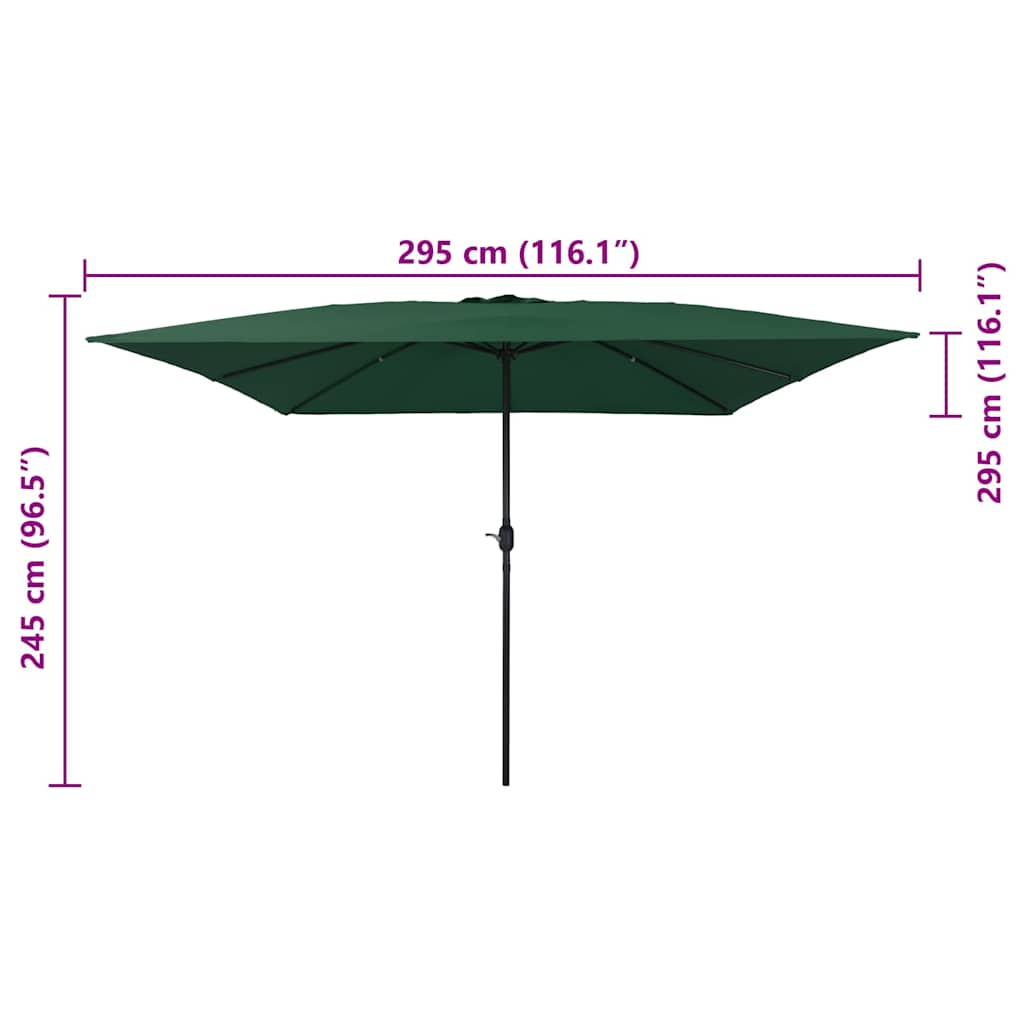 Parasol de Grădină Verde 295 x 295 x 245 cm Poliester și oțel