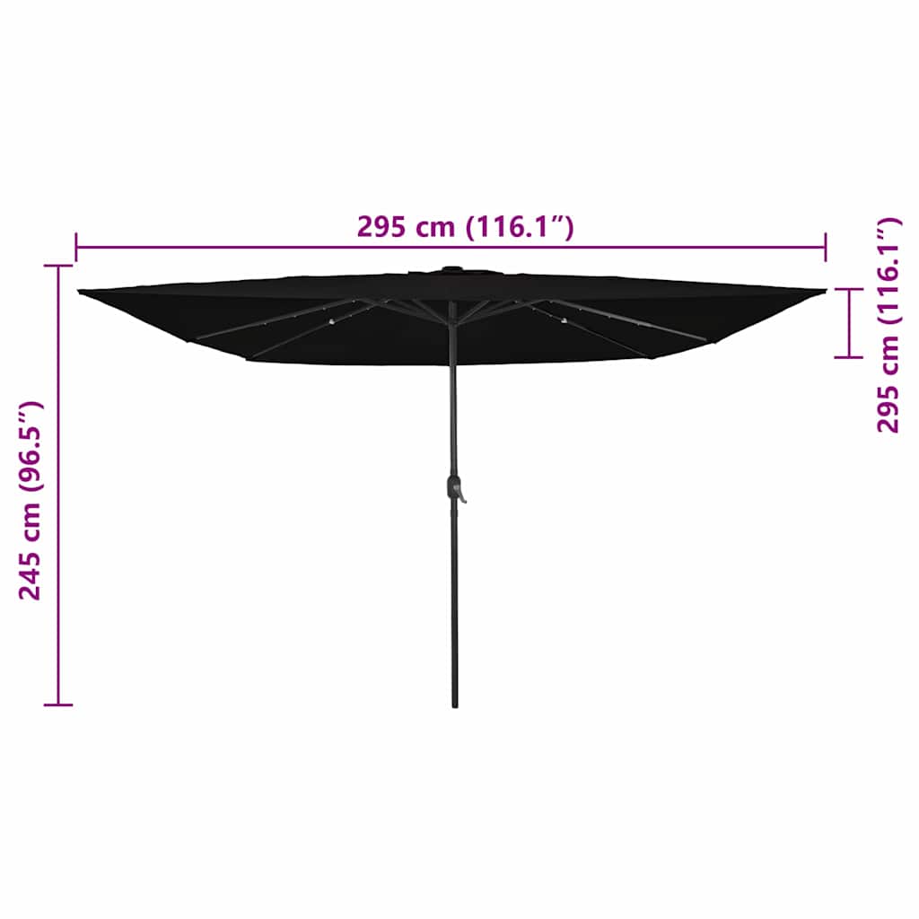 Parasol de Grădină Negru 295 x 295 x 245 cm Poliester și oțel