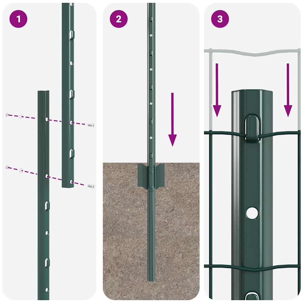 Gard cu Stâlp Verde 1,2 x 10 m Oțel