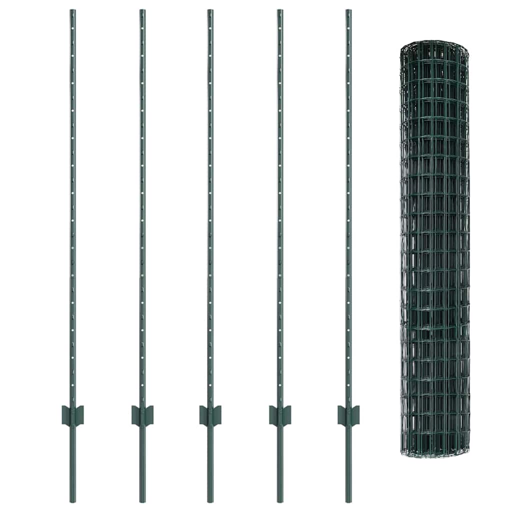 Gard cu Stâlp Verde 1,4 x 10 m Oțel și PVC