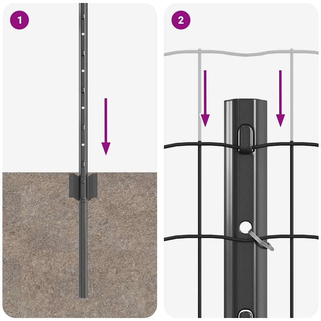 Gard cu Stâlp Gri 0,6 x 10 m Oțel și PVC