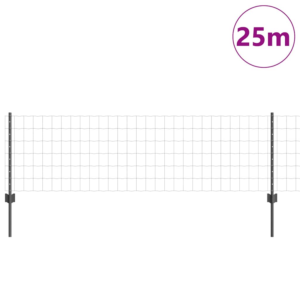 Gard cu Stâlp Gri 0,6 x 25 m Oțel și PVC