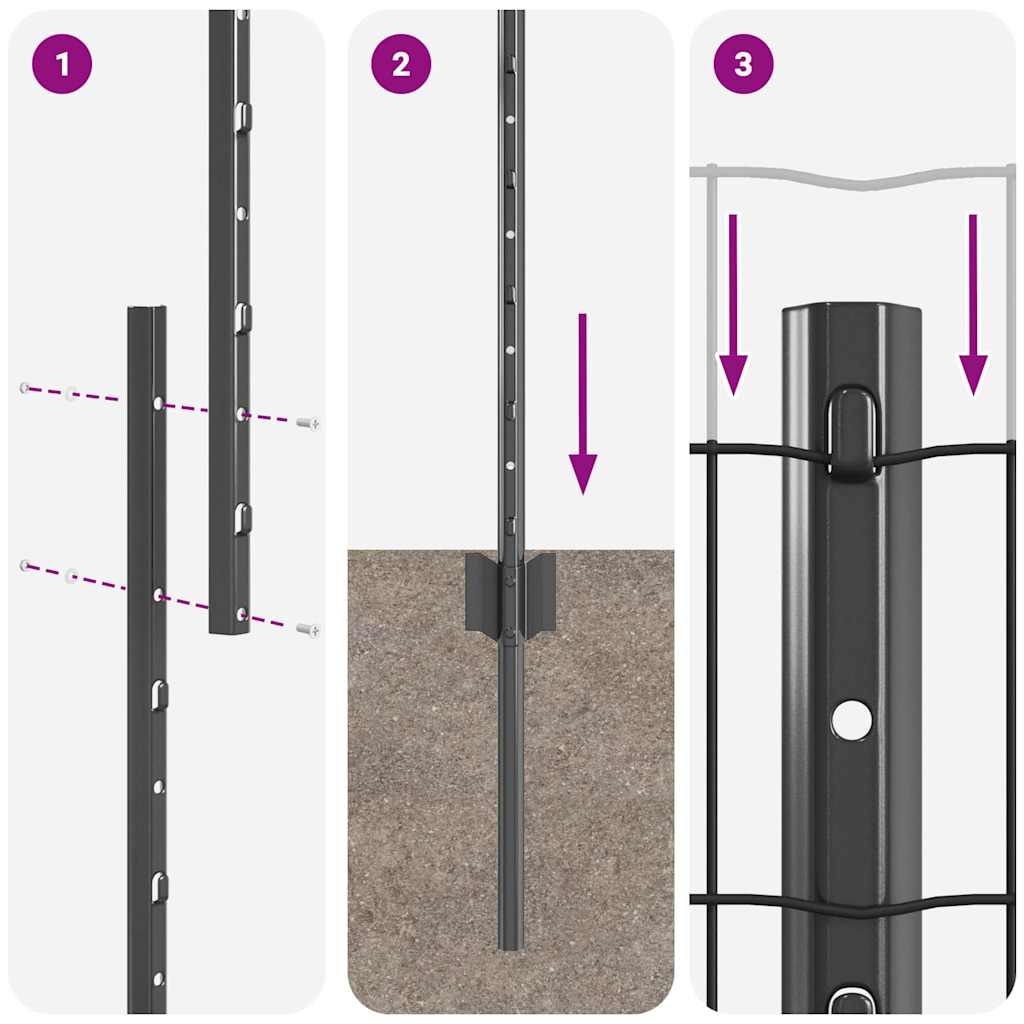 Gard cu Stâlp Gri 1 x 25 m Oțel și PVC