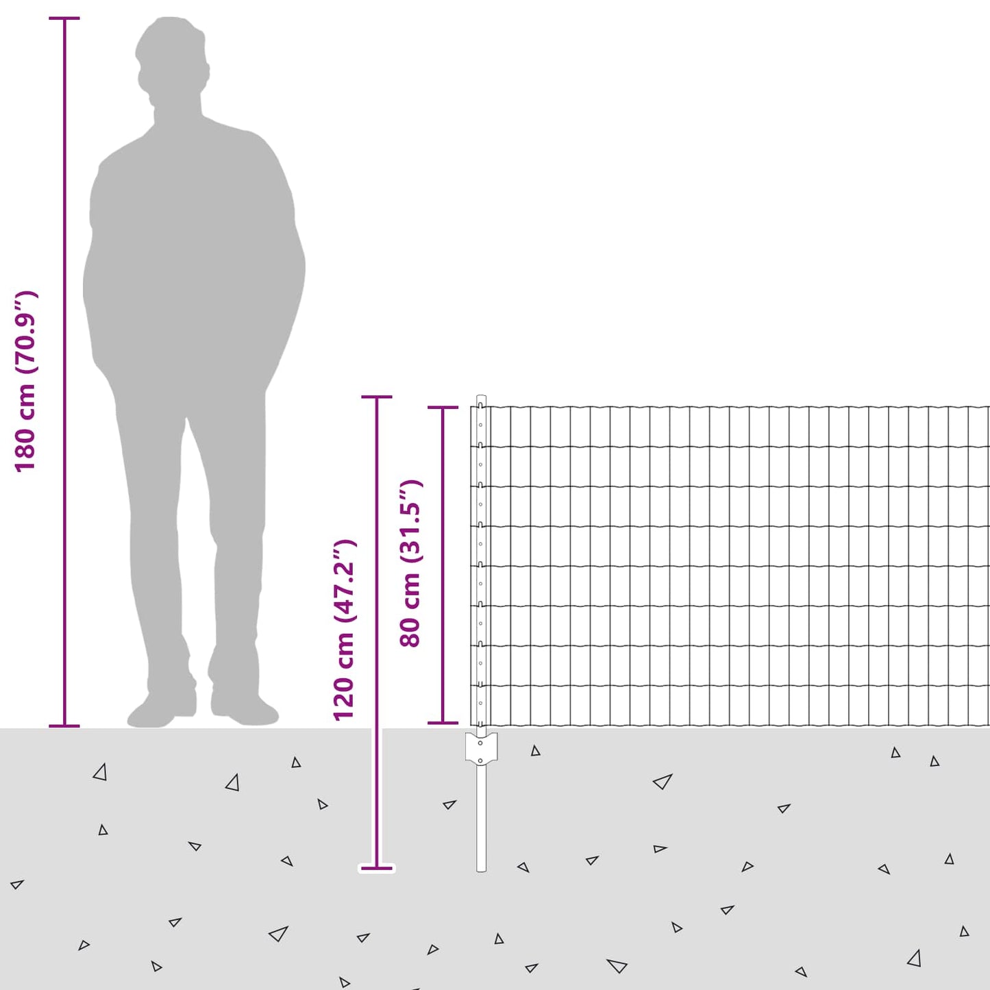 Gard cu Stâlp Argintiu 0,8 x 10 m Oțel