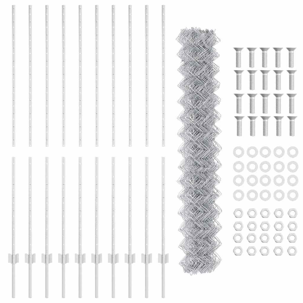 Gard cu Stâlp Argintiu 1,5 x 10 m Oțel