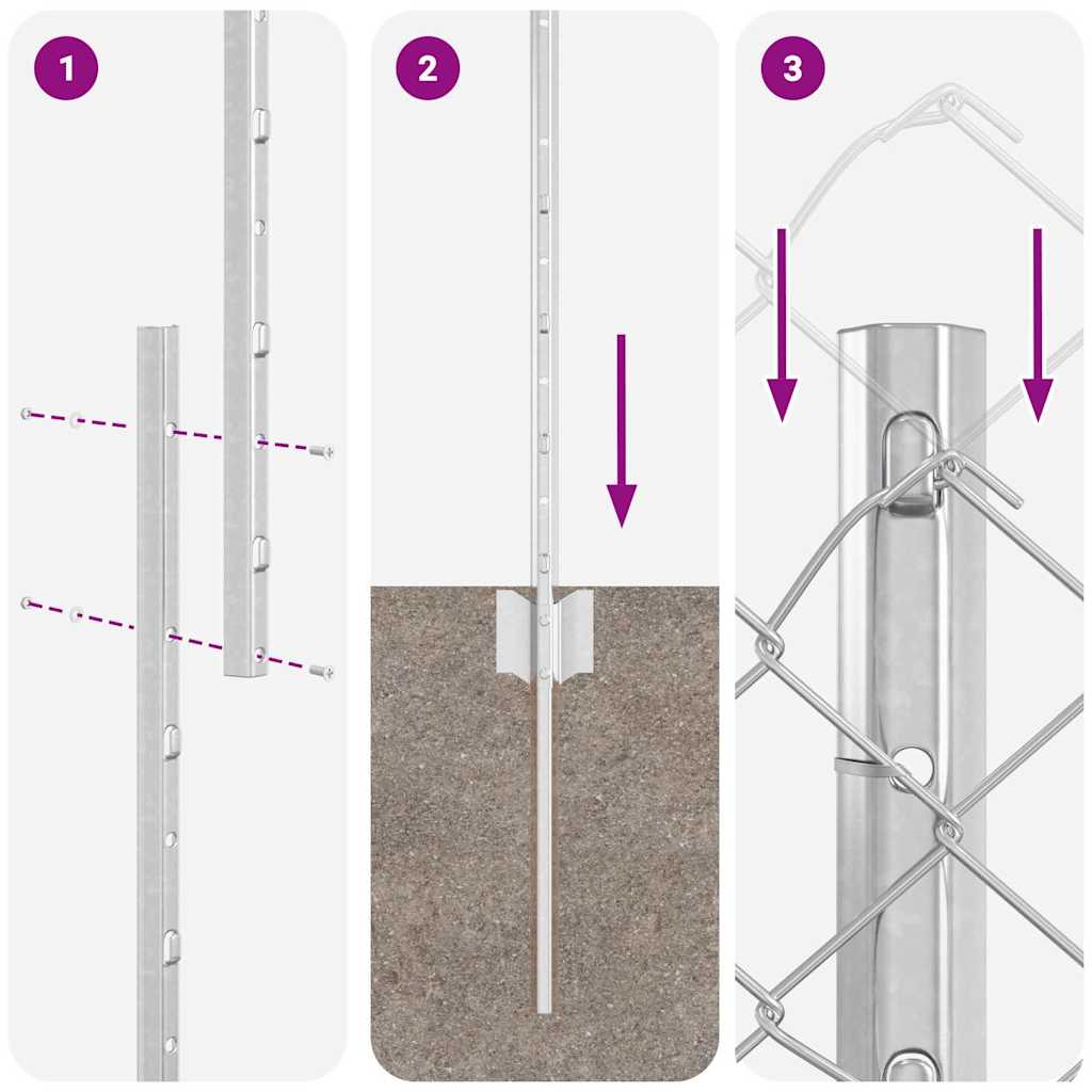 Gard cu Stâlp Argintiu 1,5 x 10 m Oțel