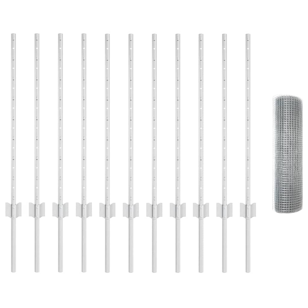 Gard cu Stâlp Argintiu 0,8 x 25 m Oțel