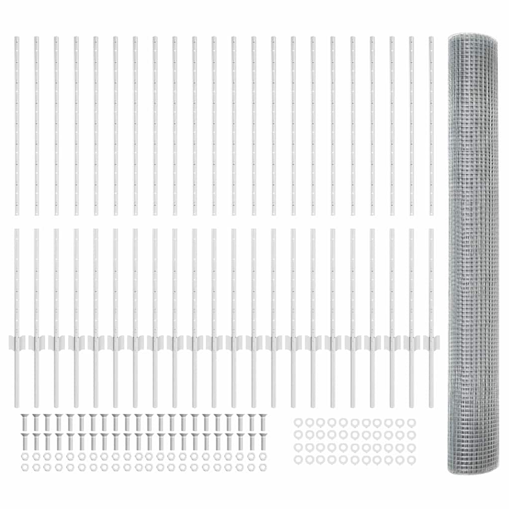 Gard cu Stâlp Argintiu 1,2 x 50 m Oțel