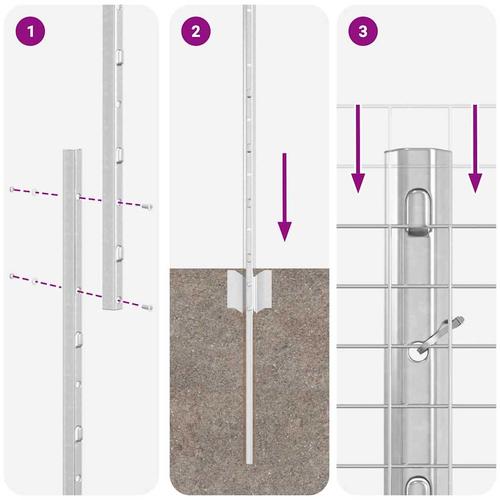 Gard cu Stâlp Argintiu 1,2 x 50 m Oțel
