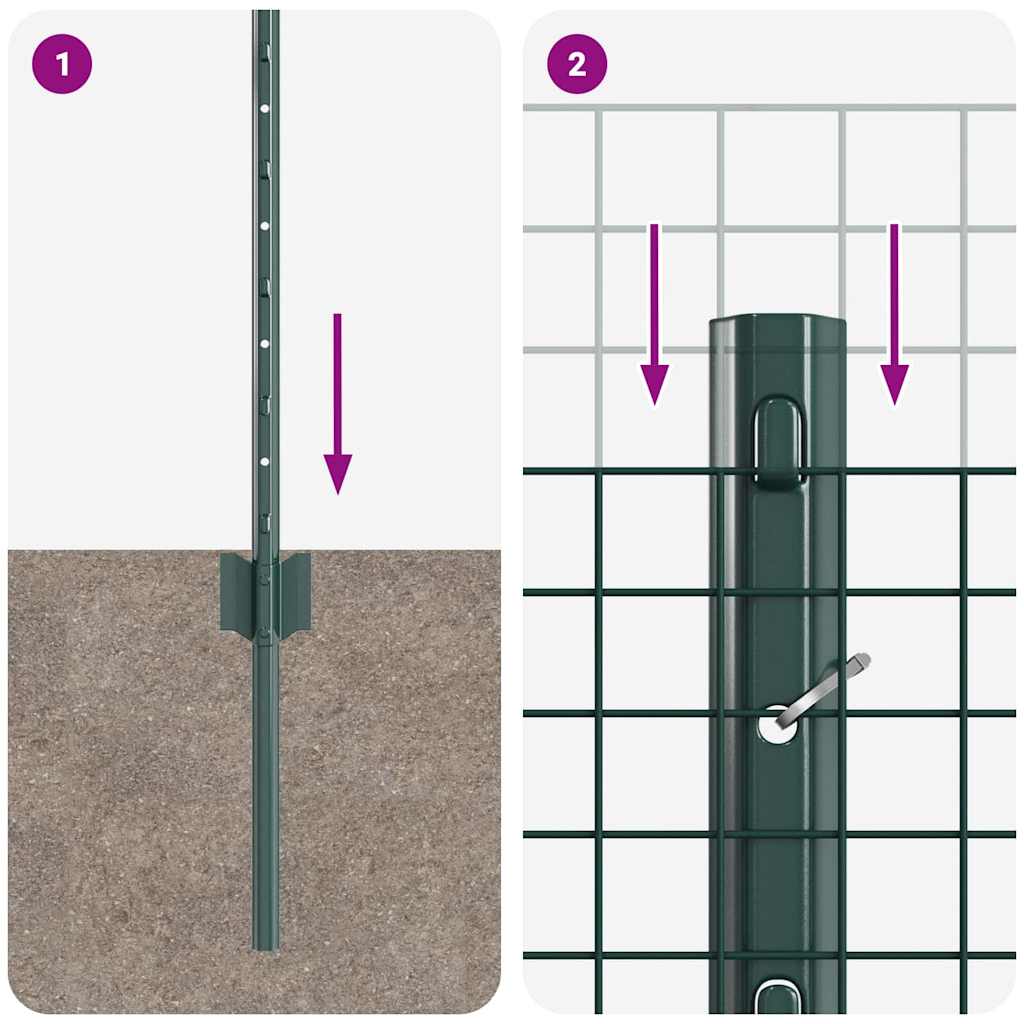 Gard cu Stâlp Verde 0,4 x 10 m Oțel și PVC