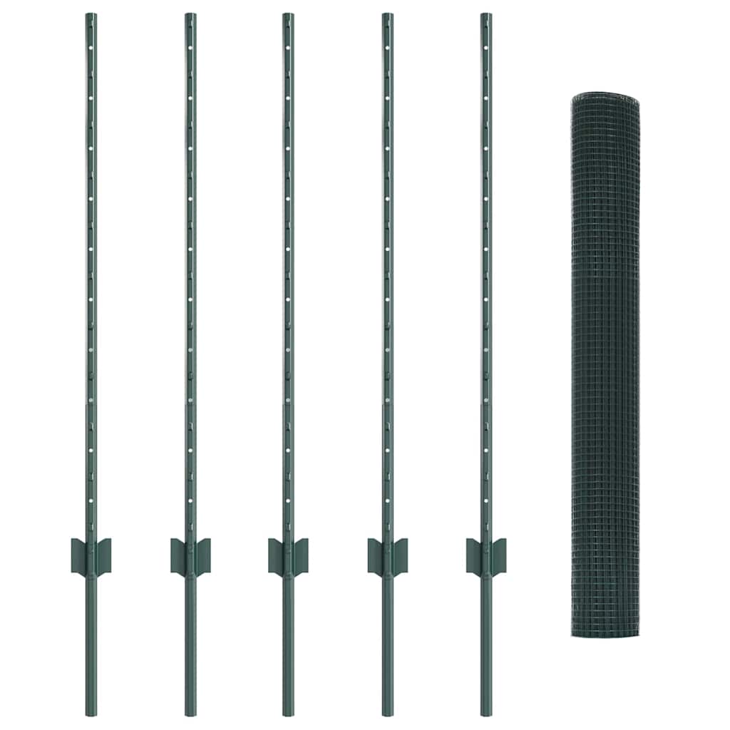 Gard cu Stâlp Verde 1 x 10 m Oțel