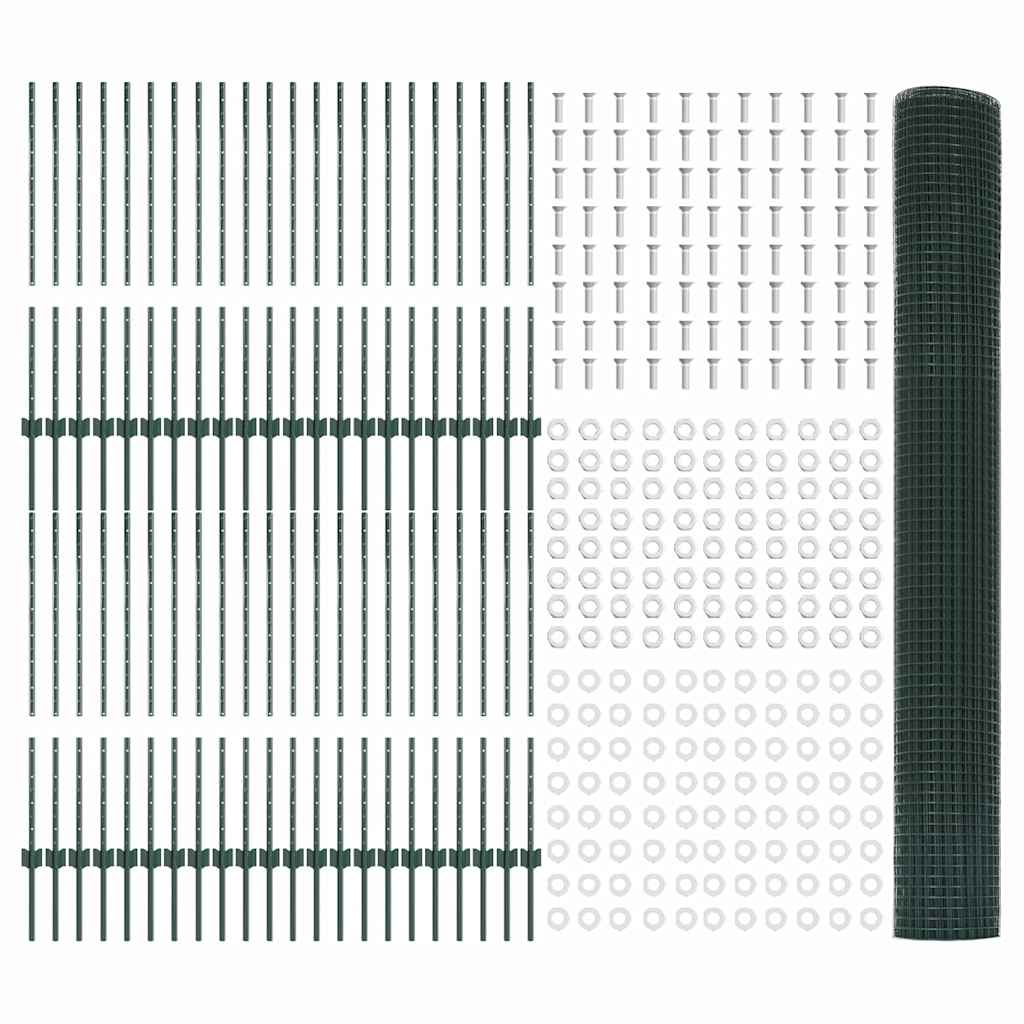 Gard cu Stâlp Verde 1 x 100 m Oțel și PVC