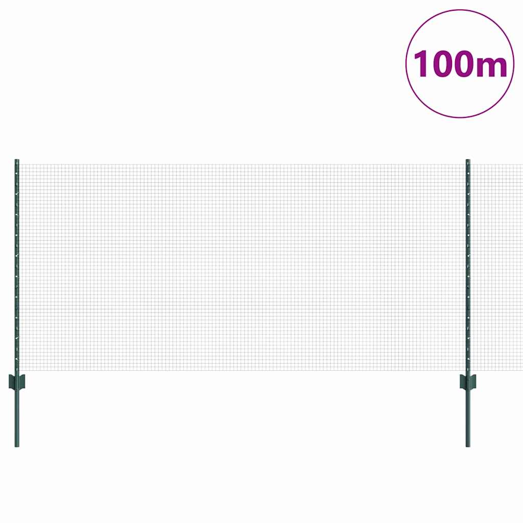 Gard cu Stâlp Verde 1 x 100 m Oțel și PVC
