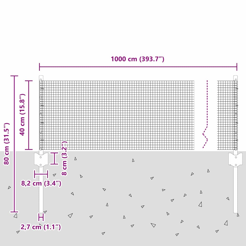 Gard cu Stâlp Gri 0,4 x 10 m Oțel și PVC