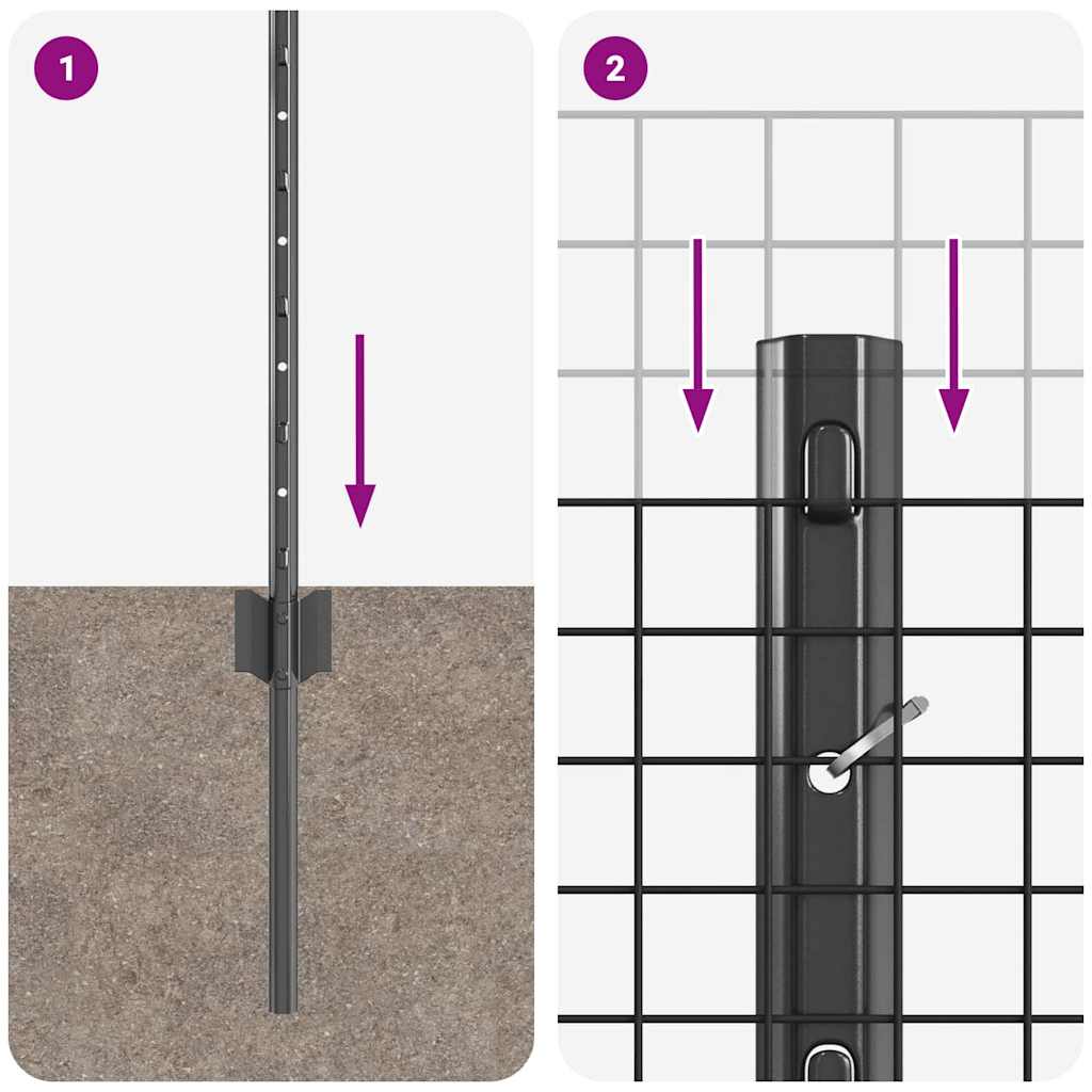 Gard cu Stâlp Gri 0,6 x 10 m Oțel și PVC