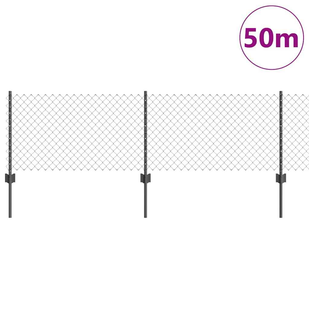 Gard cu Stâlp Gri 0,4 x 50 m Oțel și PVC
