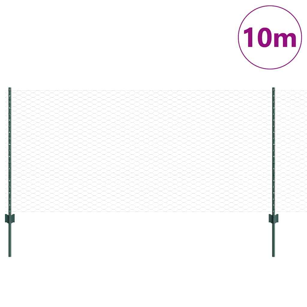 Gard cu Stâlp Verde 1 x 10 m Oțel și PVC