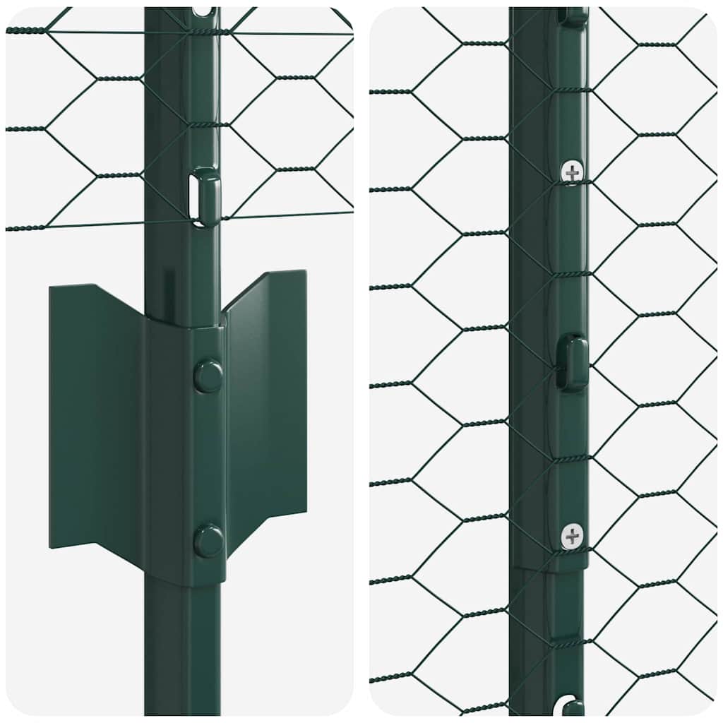 Gard cu Stâlp Verde 1,6 x 10 m Oțel și PVC