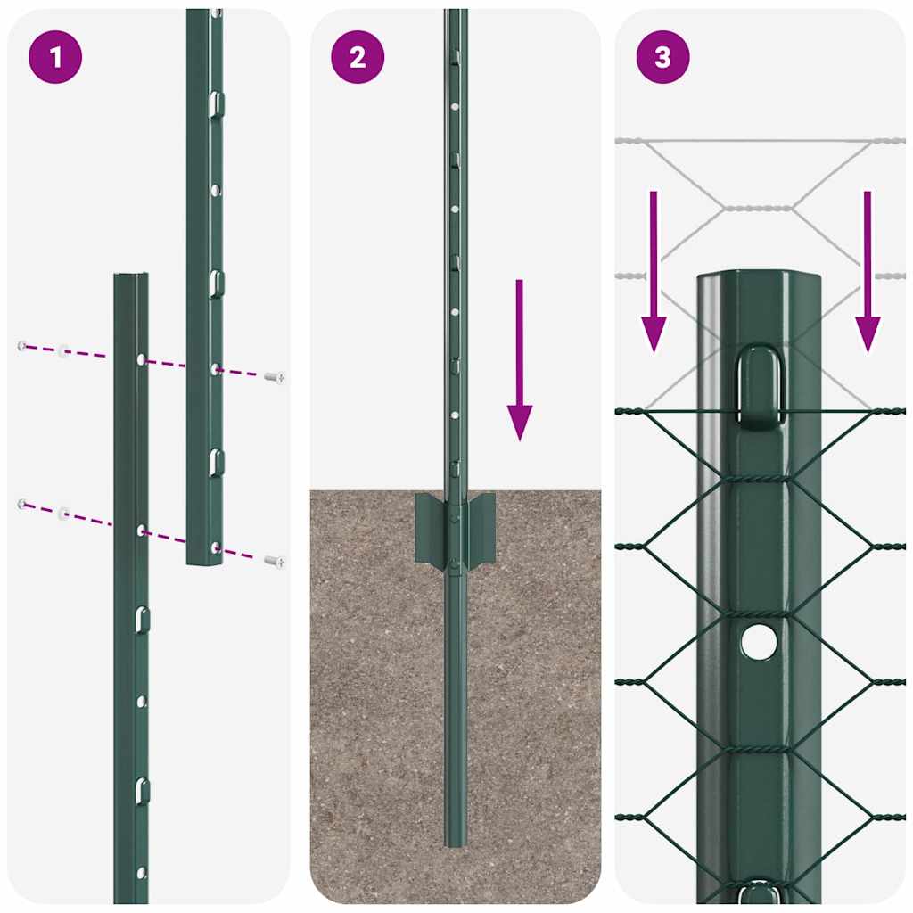 Gard cu Stâlp Verde 1,6 x 10 m Oțel și PVC