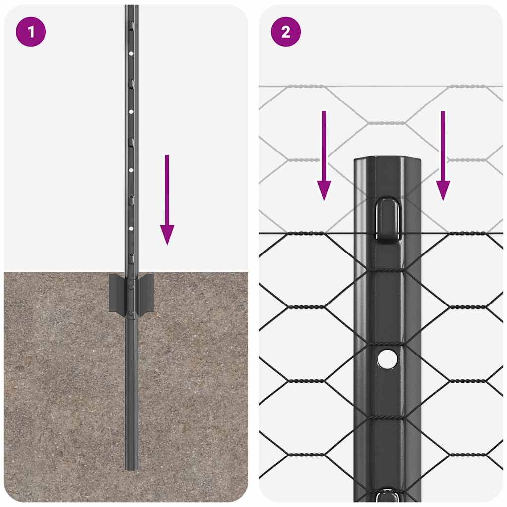 Gard cu Stâlp Gri 0,4 x 25 m Oțel