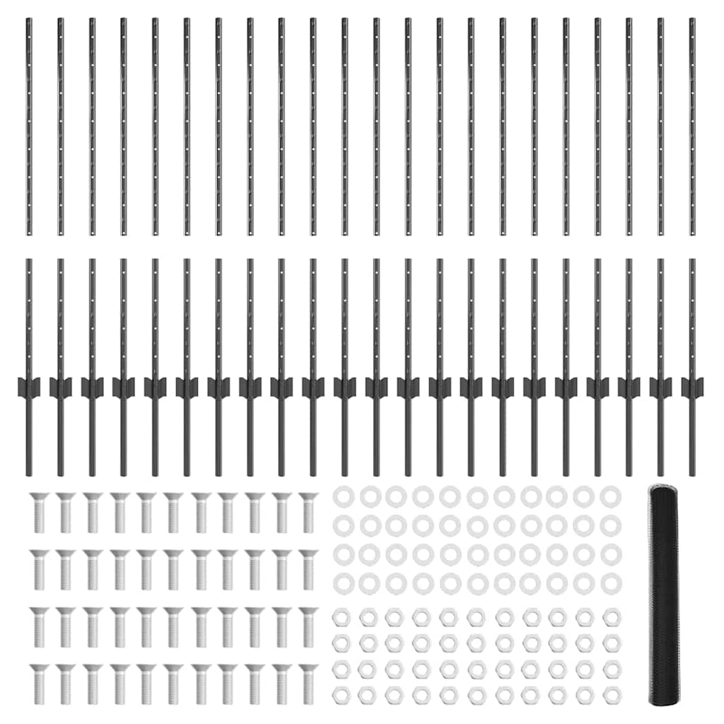 Gard cu Stâlp Gri 1 x 50 m Oțel și PVC