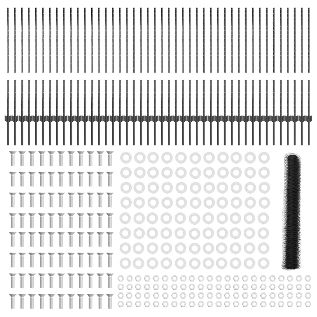 Gard cu Stâlp Gri 1 x 100 m Oțel și PVC