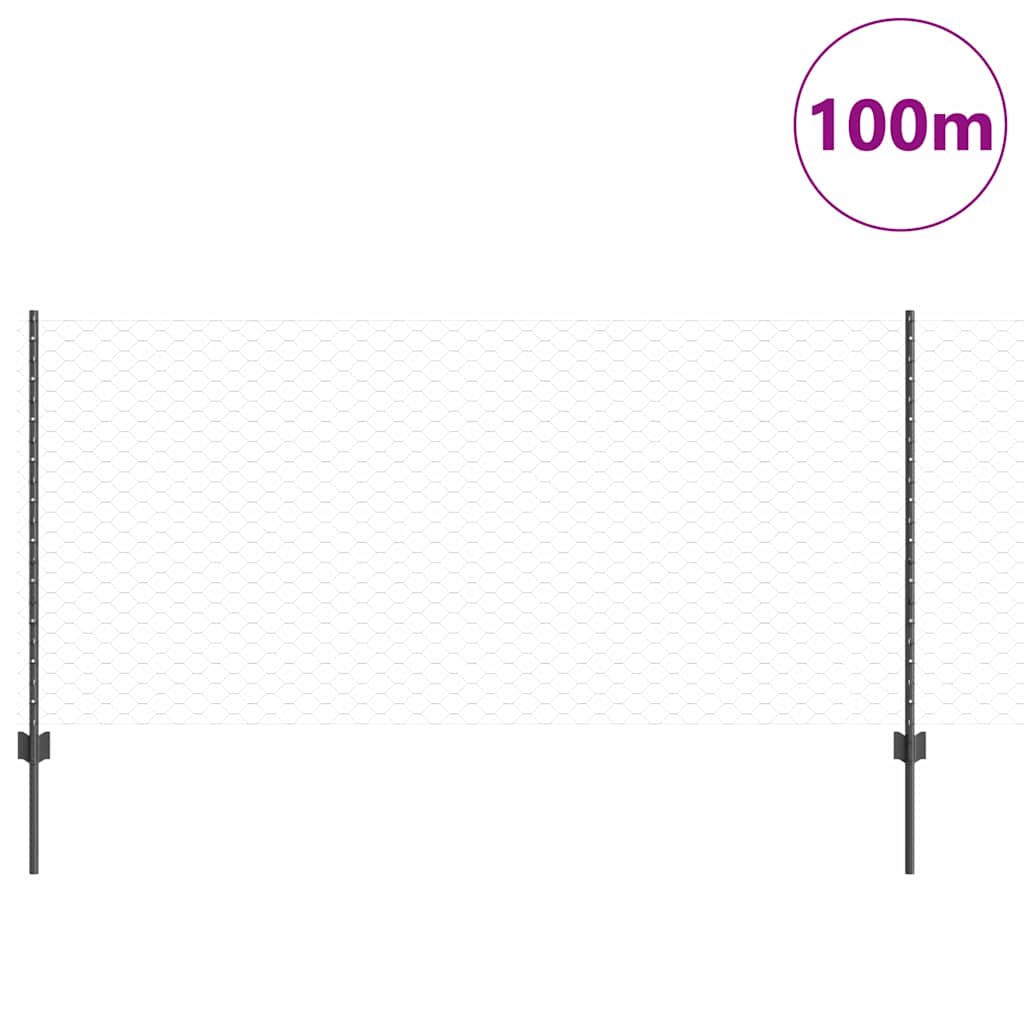 Gard cu Stâlp Gri 1 x 100 m Oțel și PVC