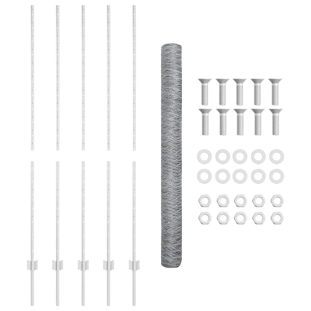 Gard cu Stâlp Argintiu 1,5 x 10 m Oțel