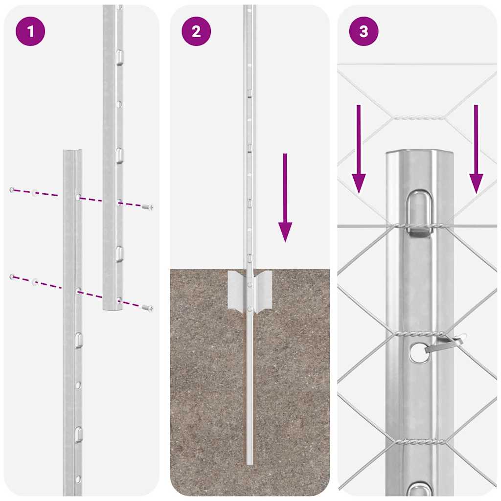 Gard cu Stâlp Argintiu 1,5 x 10 m Oțel