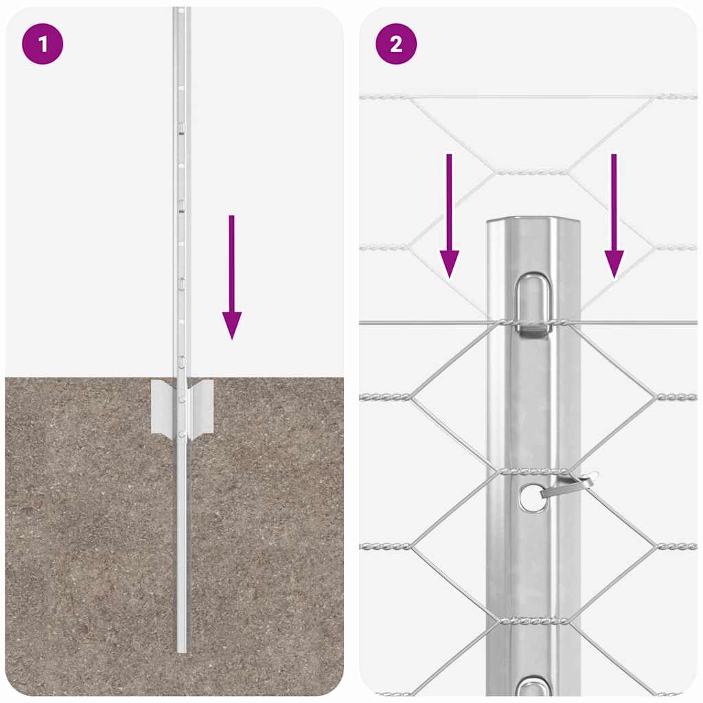 Gard cu Stâlp Argintiu 0,4 x 50 m Oțel