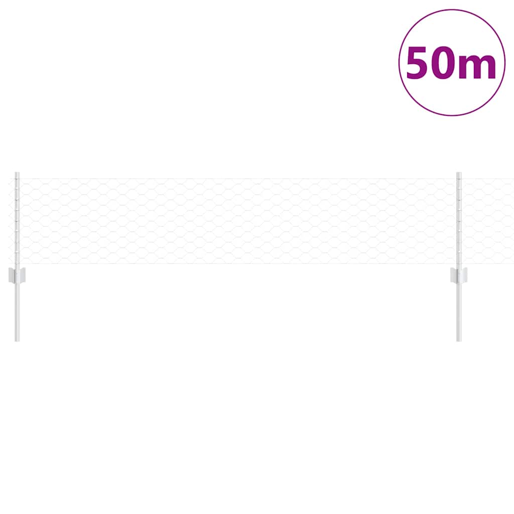 Gard cu Stâlp Argintiu 0,4 x 50 m Oțel